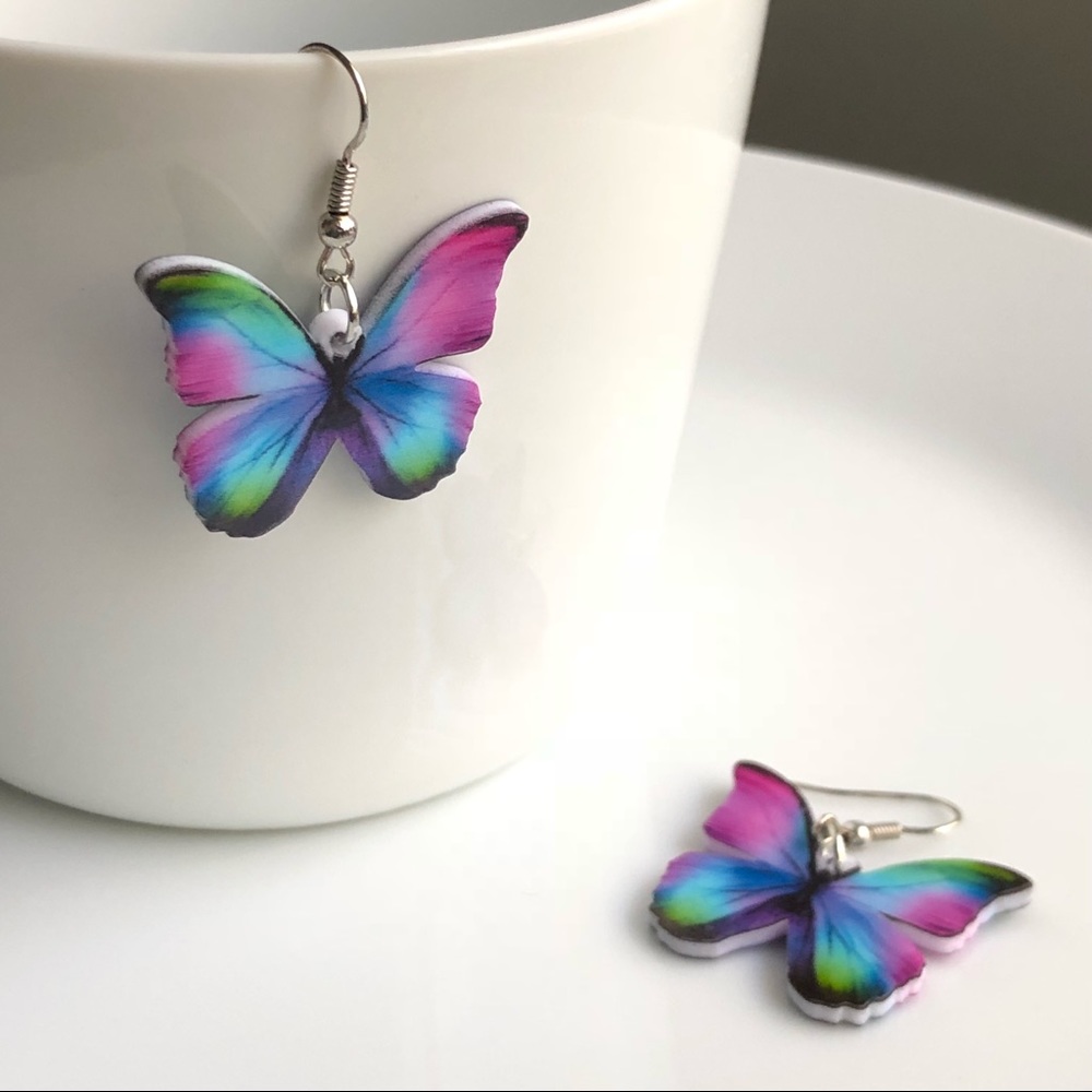 NEW Acrylic Purple Butterfly Earrings